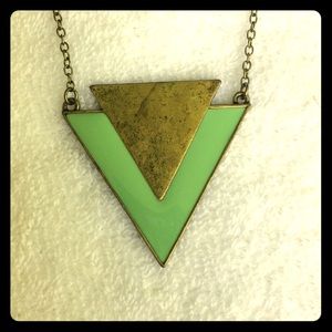 Mint Green & Gold Pendant Necklace